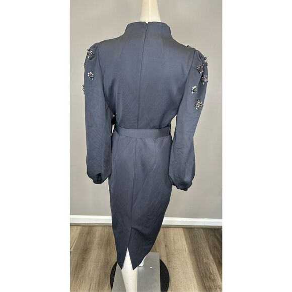 NWT BADGLEY MISCHKA Scuba Belted Sheath with Brooches Size US8 $550 - Picture 6 of 8